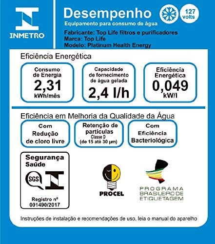 Purificador Agua Alcalina Ionizada com Ozônio Top Life (127, Preto)