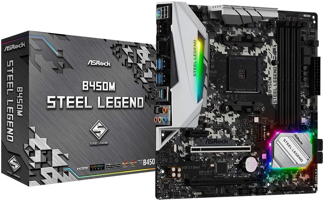 Placa Mãe AM4/USB 3.1/Type-C/Displayport, HDMI, ASRock, B450M Steel Legend