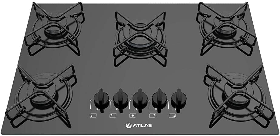 Cooktop à Gás 5 Bocas Atlas Agile Preto com Mega Chama