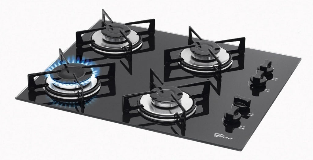 Cooktop à Gás Fischer Vidro Temperado 1519-5713 4 Bocas Bivolt Preto