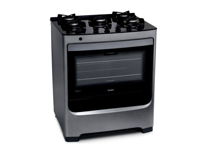 Fogão de Piso Consul CFS5V 5 bocas Mesa de Vidro Inox Bivolt