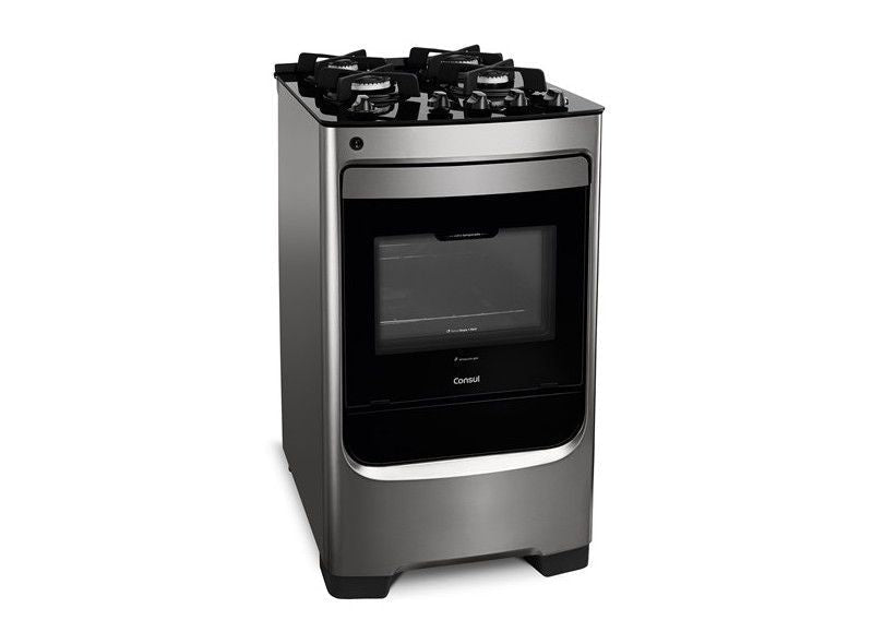 Fogão Piso Consul 4 Bocas CFO4V Mesa de Vidro Inox Bivolt