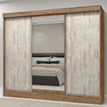 Guarda Roupa Casal com Espelho 3 Portas 2 Gavetas Istambul Espresso Móveis Ipê Tex/Vanila Tex