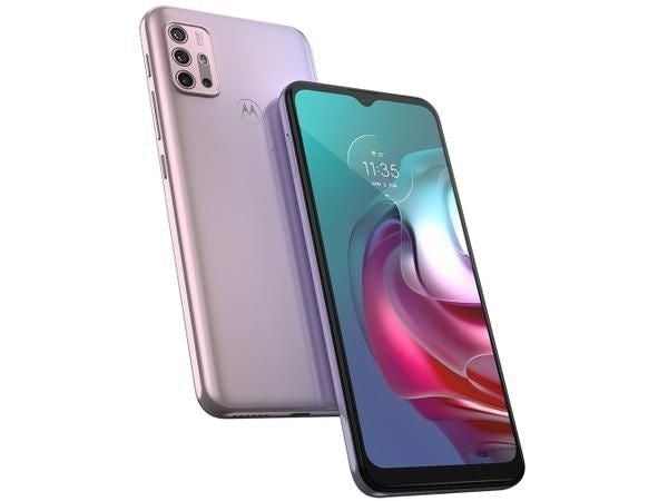 Smartphone Motorola G30 128GB 4G Wi-Fi Tela 6.5'' Dual Chip 4GB RAM Câmera Quádrupla + Selfie 13MP - White Lilac