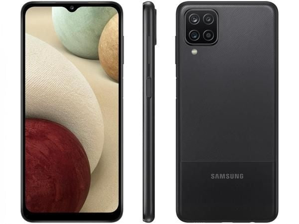 Smartphone Samsung Galaxy A12 64GB 4G Wi-Fi Tela 6.5'' Dual Chip 4GB RAM Câmera Quádrupla + Selfie 8MP - Preto
