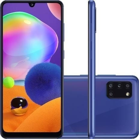Smartphone Samsung Galaxy A31 128GB 4G Wi-Fi Tela 6.4'' Dual Chip 4GB RAM Câmera Quádrupla + Selfie 20MP - Azul