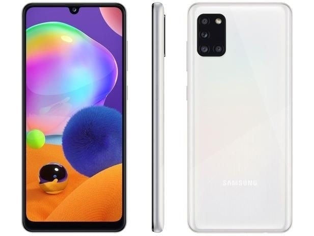 Smartphone Samsung Galaxy A31 128GB 4G Wi-Fi Tela 6.4'' Dual Chip 4GB RAM Câmera Quádrupla + Selfie 20MP - Branco