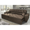 Sofá Austin 2,62m Retrátil Reclinável, Molas no Assento e Almofadas, Tecido Suede Velusoft Café
